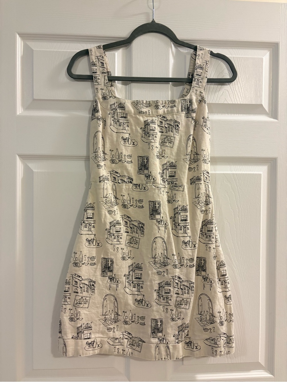 Abercrombie & Fitch Cream Mini Dress with Black Sketch Print